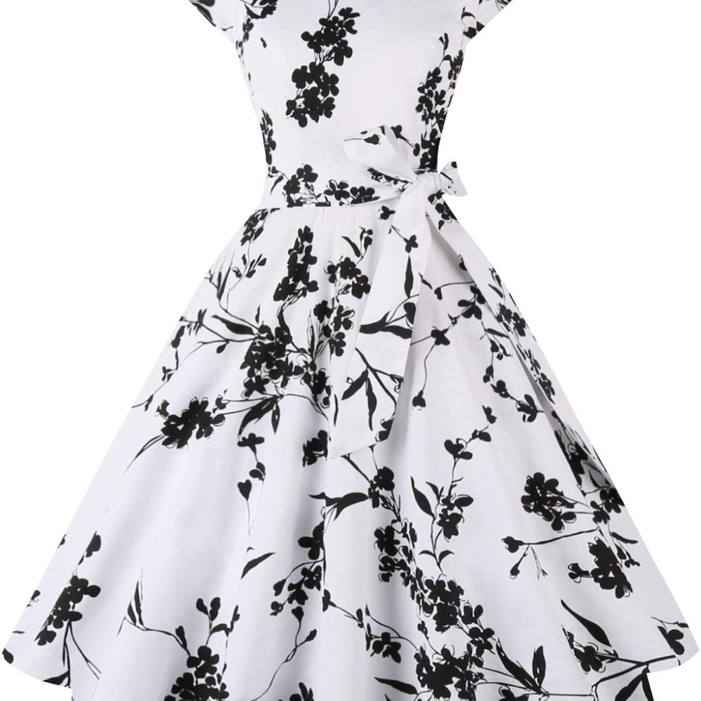 Elegant Black and White Floral Dress